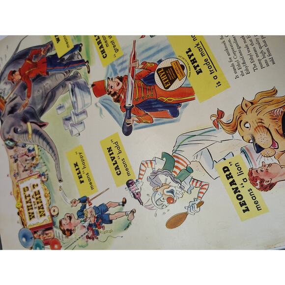 1943 Fun Circus Theme Ethyl Corp Print Ad What Does Your Name Mean 1940s Cartoon - Picture 6 of 8